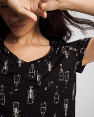 Soma / Short Sleeve Sleepshirt CHAMPAGNE POP BLACK/FOIL