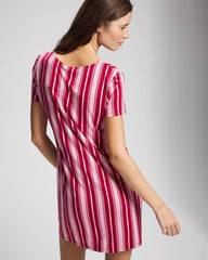Soma / Short Sleeve Sleepshirt SLEIGHBELL STRIPE RED