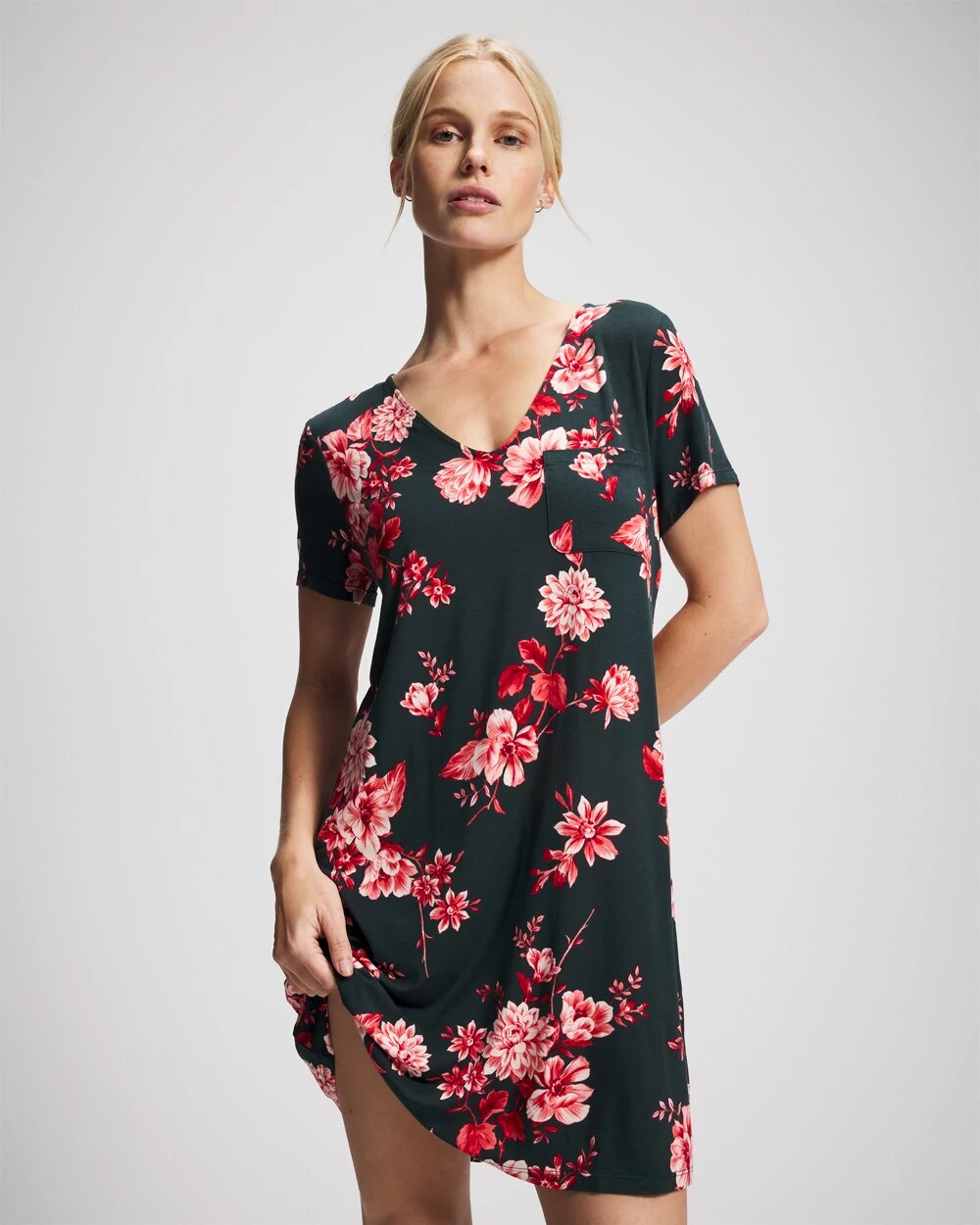 Soma / Short Sleeve Sleepshirt COTTAGE FLORAL GREEN