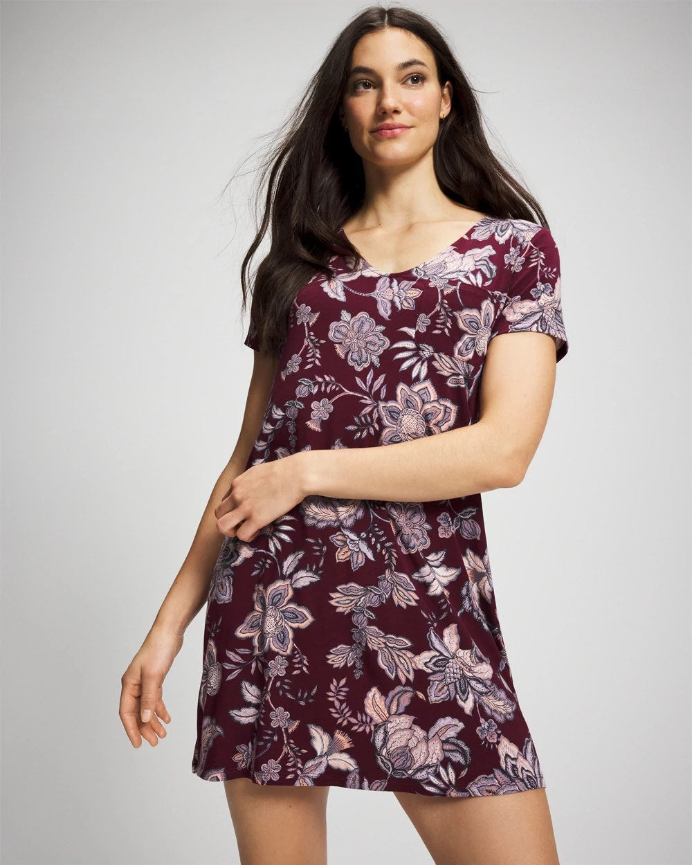 Soma / Short Sleeve Sleepshirt PAISLEY SPLENDOR PLUM