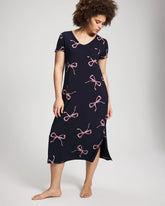 Soma / Short Sleeve Long Sleepshirt BELOVED BOWS GRAND NAVY