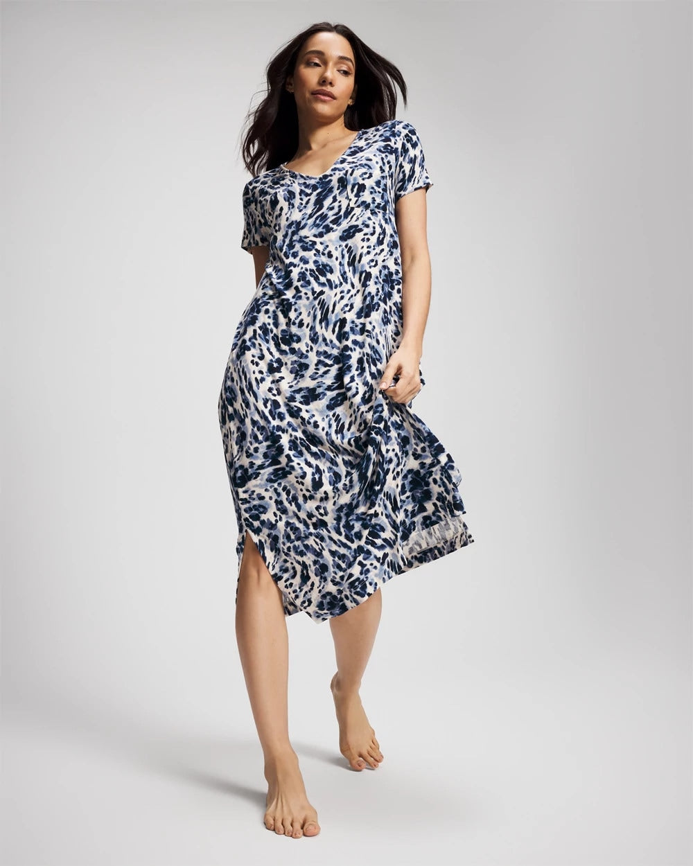 Soma / Short Sleeve Long Sleepshirt LOVELIEST LEOPARD PARCH M