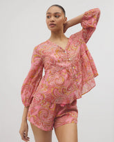 Soma / Cotton Voile Long Sleeve Pajama Top SHOW OFF PAISLEY P GUAVA