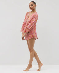 Soma / Cotton Voile Long Sleeve Pajama Top SHOW OFF PAISLEY P GUAVA