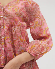 Soma / Cotton Voile Long Sleeve Pajama Top SHOW OFF PAISLEY P GUAVA