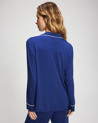 Soma / Long Sleeve Notch Collar w/ Piped Placket Pajama Top MAJESTY BLUE
