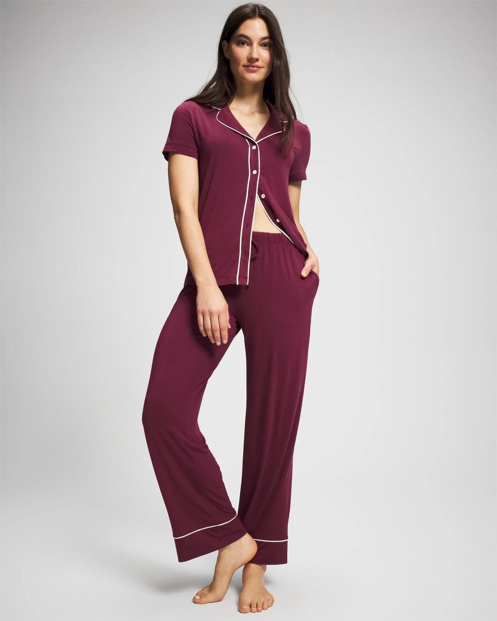 Soma / Solid Piped Pajama Pant VELVET PLUM
