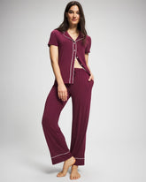 Soma / Solid Piped Pajama Pant VELVET PLUM