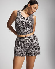 Soma / Curved Hem Pajama Shorts DIVINE LEOPARD TAUPE