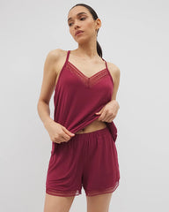 Soma / Geo Lace Pajama Short GARNET