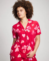 Soma / Short Sleeve Notch Collar Pajama Top WHOLE LOTTA LOVE RED