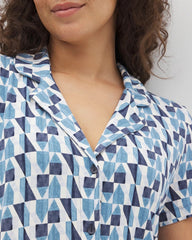 Soma / Short Sleeve Notch Collar Pajama Top PRISM GEO MID NAVY