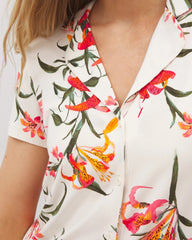 Soma / Short Sleeve Notch Collar Pajama Top LE TIGRE FLORA CHAMPAGNE