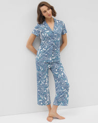 Soma / Short Sleeve Notch Collar Pajama Top SHOW OFF PAISLEY COCONUT