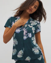Soma / Short Sleeve Notch Collar Pajama Top HAVEN BOTANICAL DARK SEA