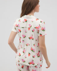 Soma / Short Sleeve Notch Collar Pajama Top BERRY BEST CHAMPAGNE