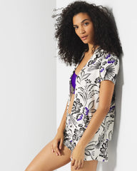 Soma / Short Sleeve Notch Collar Pajama Top FLY BY NIGHT CHMPGNE DRMS
