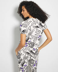 Soma / Short Sleeve Notch Collar Pajama Top FLY BY NIGHT CHMPGNE DRMS