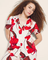 Soma / Short Sleeve Notch Collar Pajama Top TROPIC LIKE ITS HOT WS