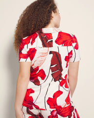 Soma / Short Sleeve Notch Collar Pajama Top TROPIC LIKE ITS HOT WS