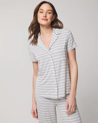 Soma / Short Sleeve Notch Collar Pajama Top FUNDAMENTAL M HTHR OPAL G
