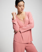 Soma / Lace Long Sleeve Pajama Top ANTIQUE PINK