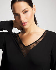 Soma / Lace Long Sleeve Pajama Top BLACK