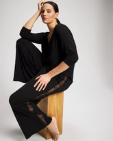 Soma / Lace Relaxed Wide Leg Pajama Pant BLACK