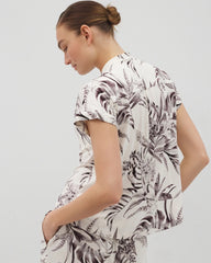 Soma / Short-Sleeve Button-Front Pajama Top PALM PERFECT CHAMPAGNE