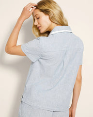 Soma / Short-Sleeve Notch Collar Pajama Top IDYLLIC BLUE CROSSDYE