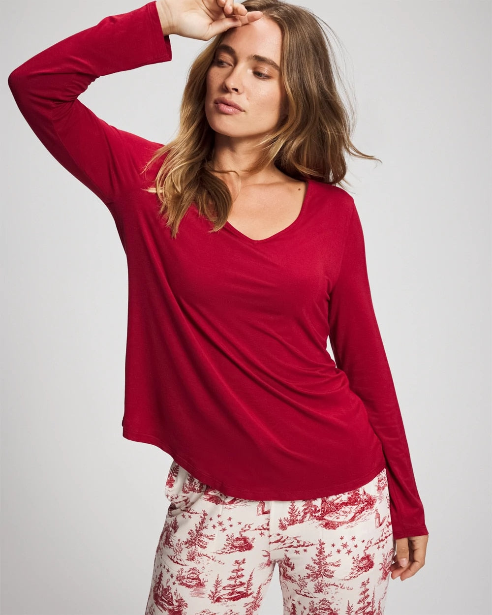 Soma / Classic Long Sleeve Pajama Top PAINT THE TOWN RED