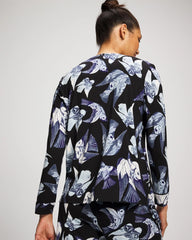 Soma / Piped Long-Sleeve Notch Pajama Top WHIMSICAL WINGS BLK MID