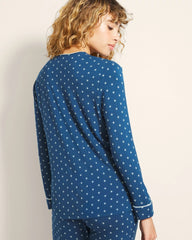 Soma / Piped Long-Sleeve Notch Pajama Top CELEBRATED DOT BLUE