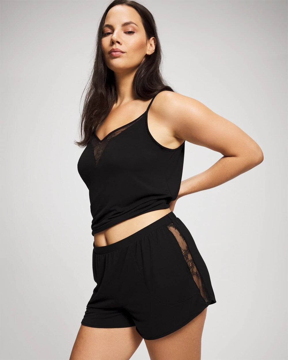 Soma / Lace Relaxed Pajama Short BLACK