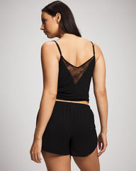 Soma / Lace Relaxed Pajama Short BLACK