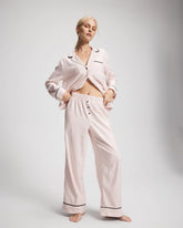 Soma / Velvet Piped Relaxed Pajama Pant STOCKING STRIPE VERT PINK