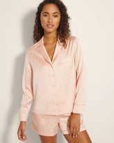 Soma / Long-Sleeve Notch Collar Pajama Top PIN STRIPE VERTICAL PEACH