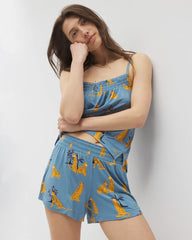 Soma / Pajama Shorts FELINE FUN BLUE HEAVEN