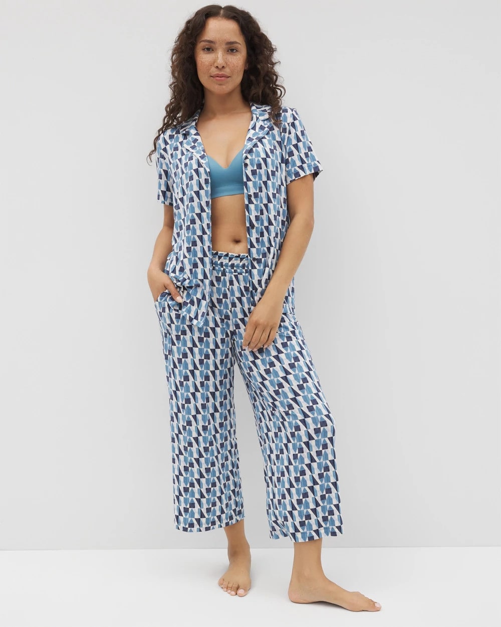 Soma / Cropped Pajama Pants PRISM GEO MID NAVY