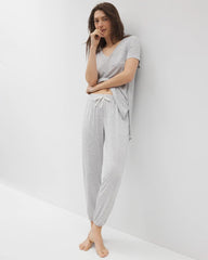 Soma / Slub Banded Ankle Pajama Pant BLUE SLUB