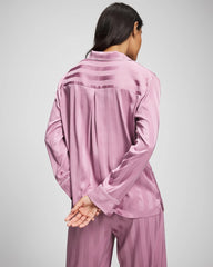 Soma / Shadow Stripe Long Sleeve Pajama Notch Collar Top LILAC WINE