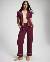 Soma / Solid Short Sleeve Notch Collar Pajama Top VELVET PLUM