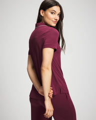 Soma / Solid Short Sleeve Notch Collar Pajama Top VELVET PLUM