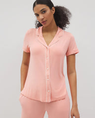 Soma / Solid Short Sleeve Notch Collar Pajama Top PALOMA GLOW