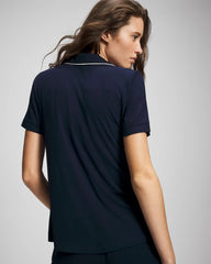 Soma / Solid Short Sleeve Notch Collar Pajama Top NIGHTFALL NAVY