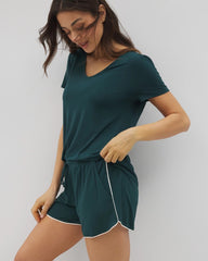 Soma / Solid Piped Pajama Shorts DARK SEA