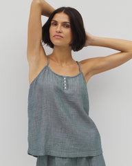 Soma / Cotton Gauze Pajama Cami DARK SEA CROSSDYE