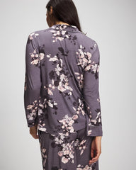 Soma / Long-Sleeve Printed Notch Collar Pajama Top FLORAL DREAMS GRAY