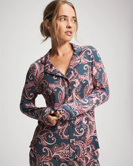 Soma / Long-Sleeve Printed Notch Collar Pajama Top IMPERIAL PAISLEY MD PET