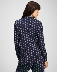Soma / Long-Sleeve Printed Notch Collar Pajama Top BELLE FOULARD NAVY